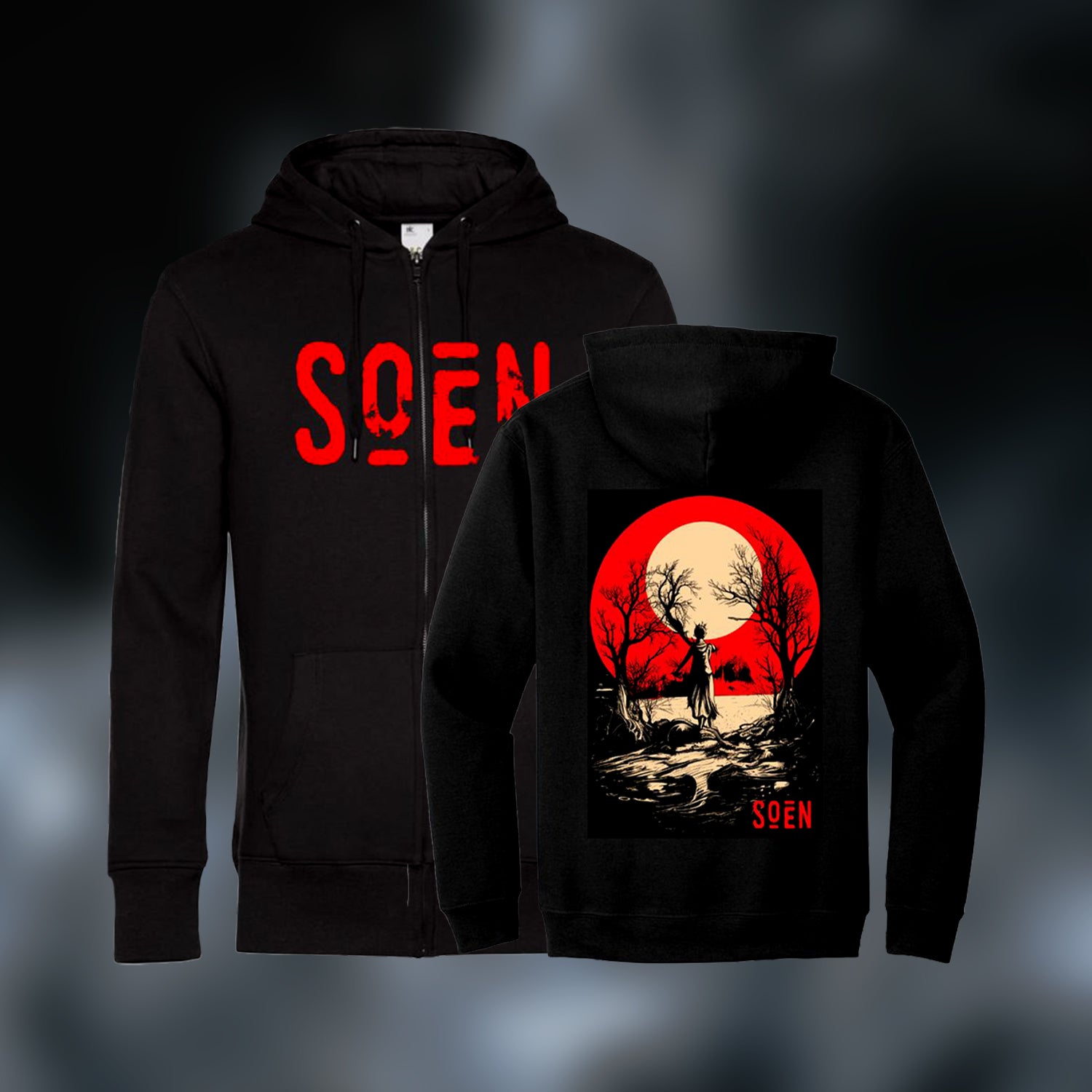 Zipper Hoodie Moon Black